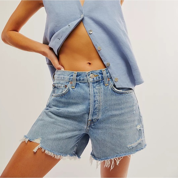 AGOLDE Parker Long Denim Shorts - Picture 1 of 8